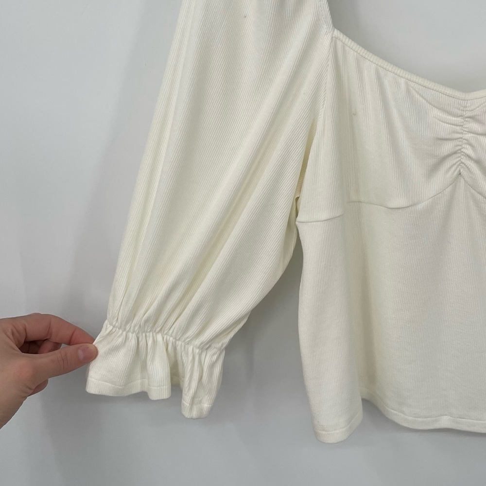 Pink Lily Cream Ribbed Knit Crop Top - Picture 4 of 10